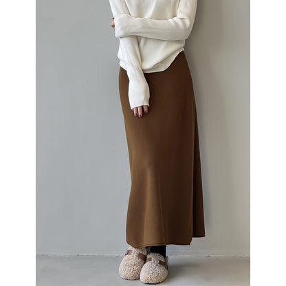 Winter Thicken Thermal Knitted Skirt Women Korean High Waist Slimming All Matching Curling Skirt