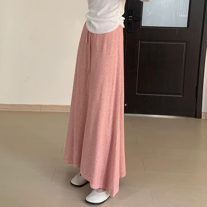 Autumn Warm Comfortable All Matching Knitted Overskirt Korean Waist Slimming Mid Length Dress Women