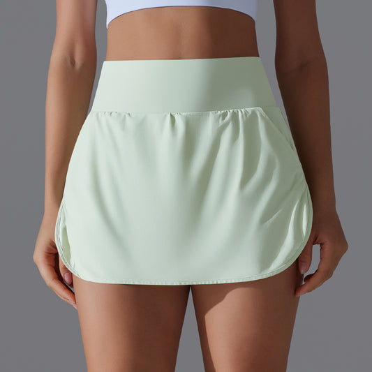 Jupe de Tennis pour femmes, jupe de Tennis, taille haute, amincissante, faux deux pièces, avec poche arrière à la taille, jupe de sport et de Yoga, printemps été