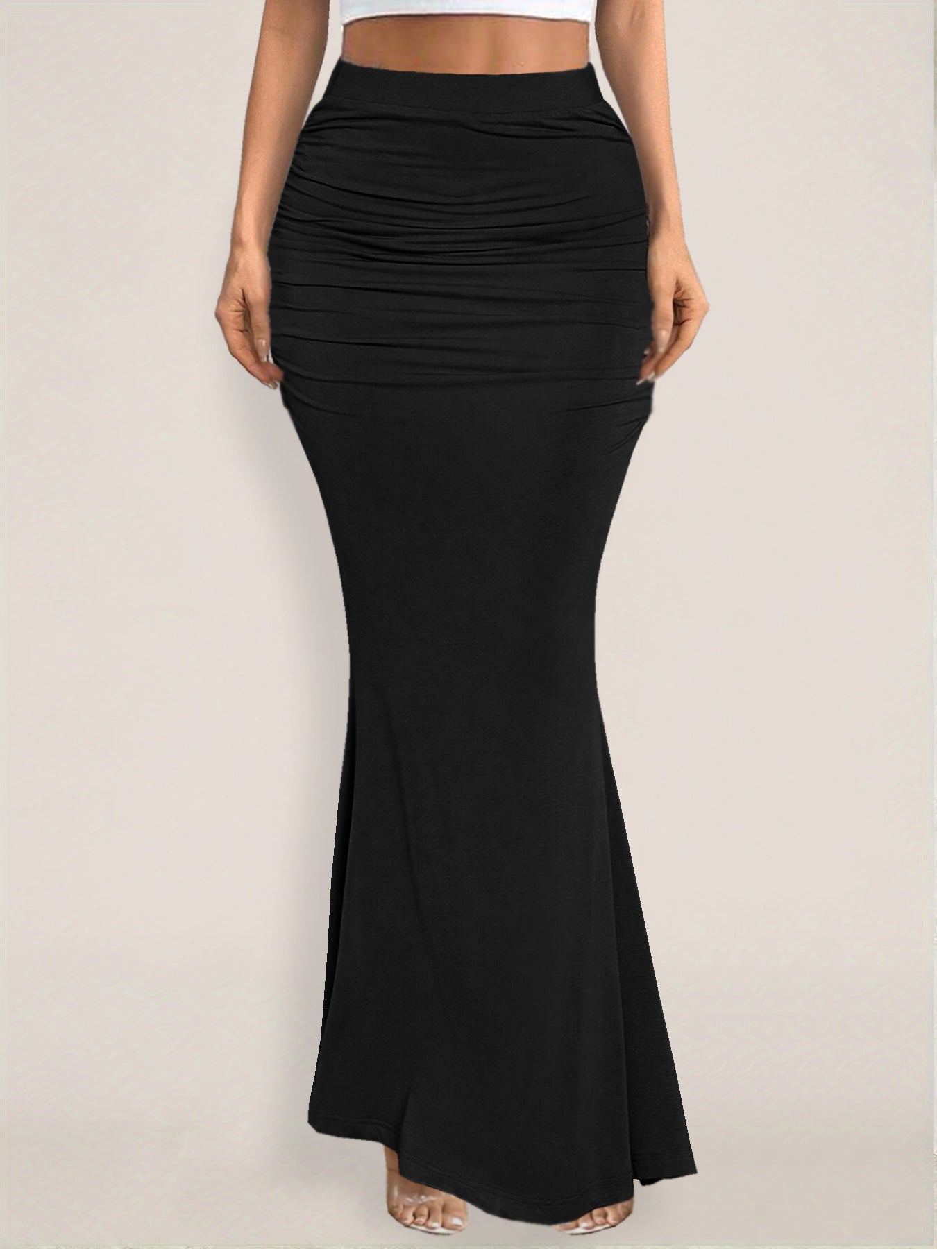 Jupe d'été Sexy Slim hanche plissée ourlet large Maxi