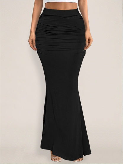 Jupe d'été Sexy Slim hanche plissée ourlet large Maxi