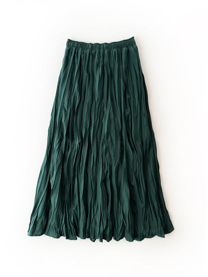 Artistic Retro Skirt Women Texture Pleated Skirt A line Skirt Mid Length Base Skirt