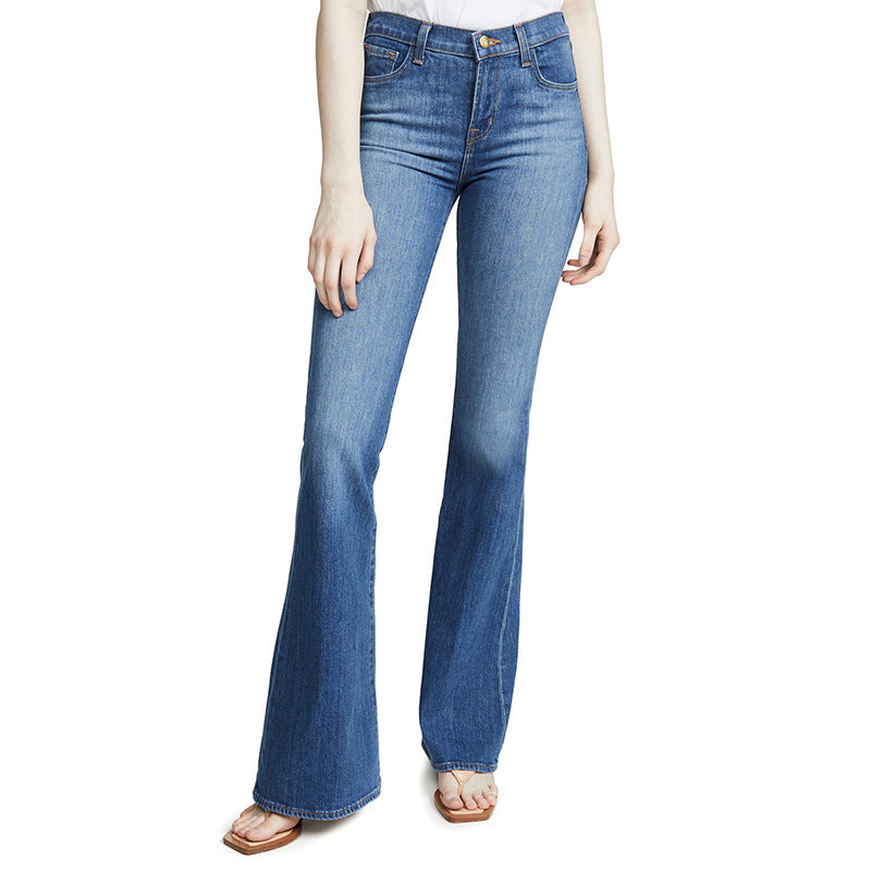 Big Flared Jeans Women's High Waist Stretch Slim-fit Tall-looking Slimming Trousers