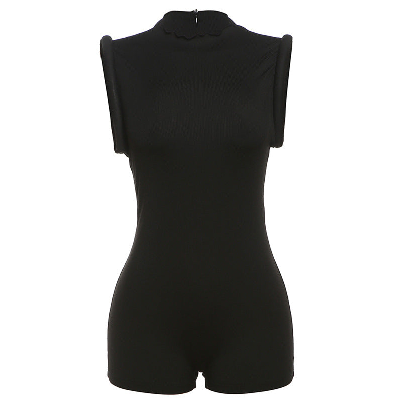 Mono informal ajustado sin mangas con cuello redondo para mujer, ropa de verano