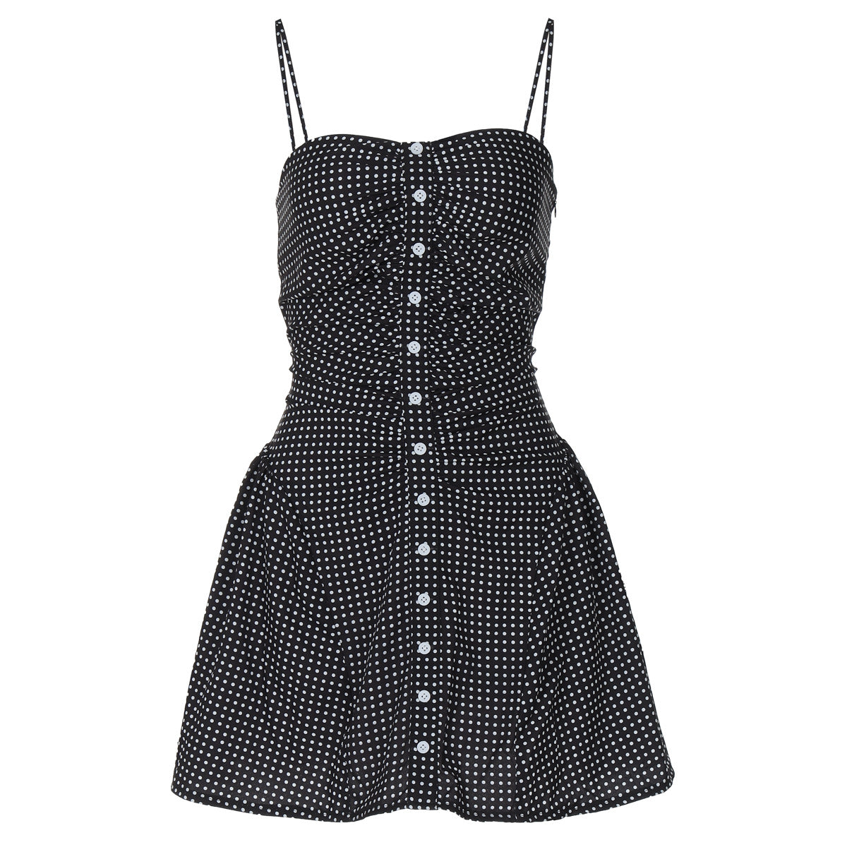 Women Summer Polka Dot Print Tube Top off Neck Single Breasted Sling Backless Dress