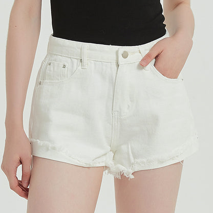 Pantalon short en jean taille haute pour femme, décontracté, été