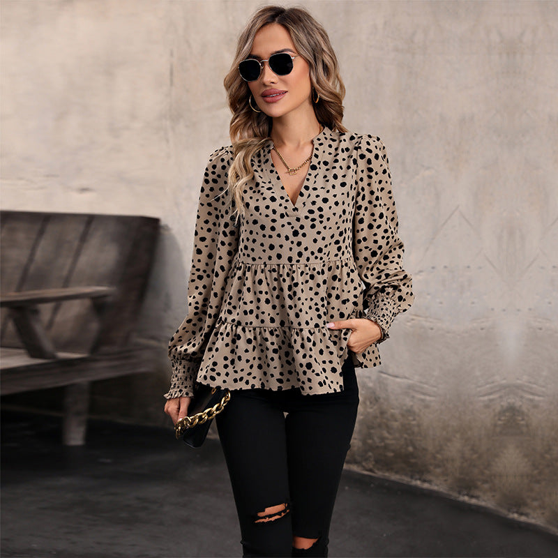 Autumn Women Wear Long Sleeve Leopard Print Shirt for Women