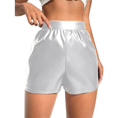 Été Sexy en cuir verni Shorts pantalons femmes taille haute pantalons décontractés amples femmes