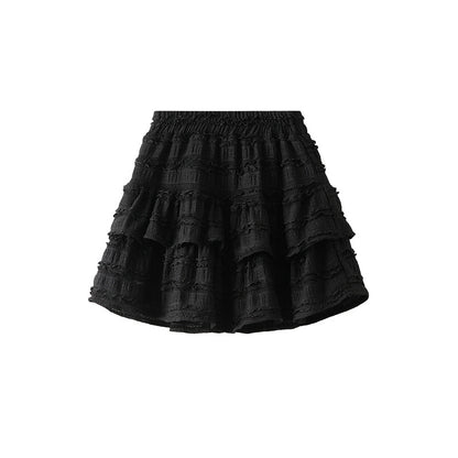 Ballet Wind Black Tiered Dress Women Summer Sweet High Waist Slimming A Line Skirt Skirt White Skirt