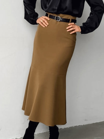 Jupe queue de poisson taille haute slim marron automne mode élégante robe femme de haute qualité sans ceinture