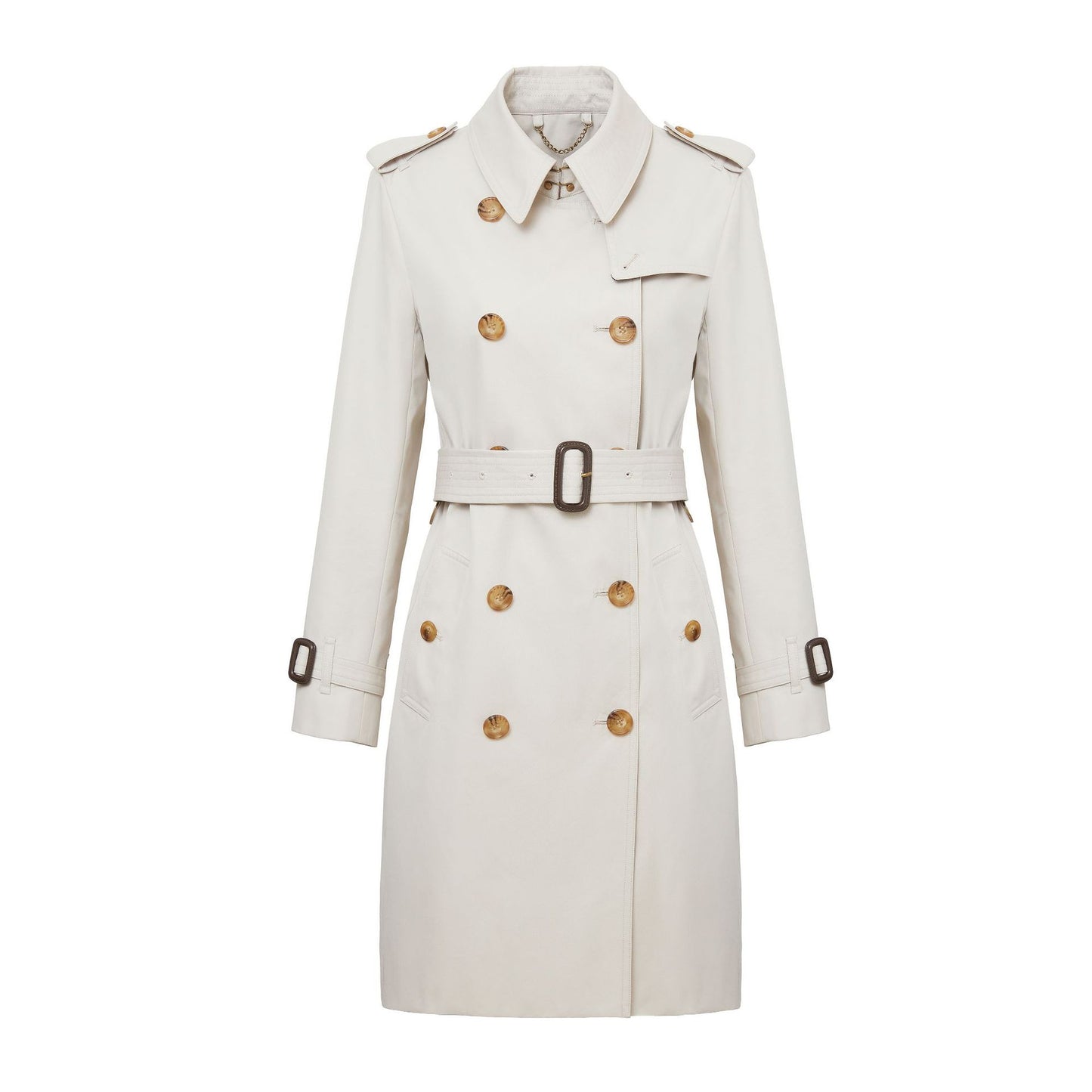 Element Mid Length Khaki Trench Coat for Women Office All Matching Ten Years Still Trench Coat