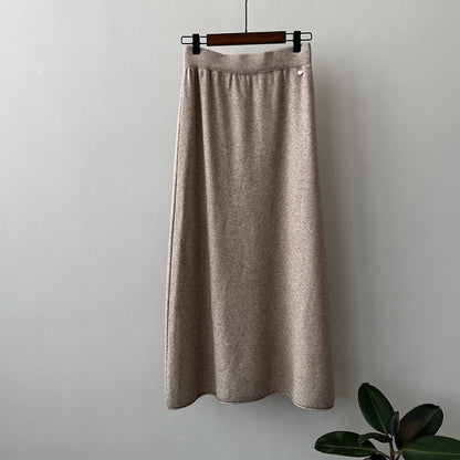 Winter Thicken Thermal Knitted Skirt Women Korean High Waist Slimming All Matching Curling Skirt