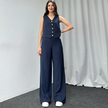 Traje de verano, pantalones de mujer, traje informal de dos piezas para mujer de alto grado, verano