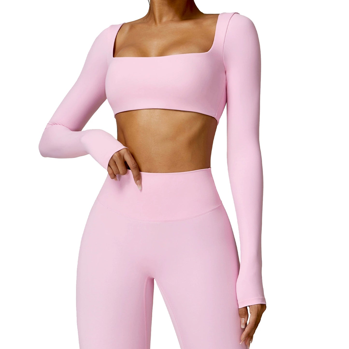 Moda de invierno, ropa ajustada para Yoga al aire libre, ropa para correr y Fitness para mujer, camiseta cepillada, Top deportivo de manga larga con almohadilla para el pecho