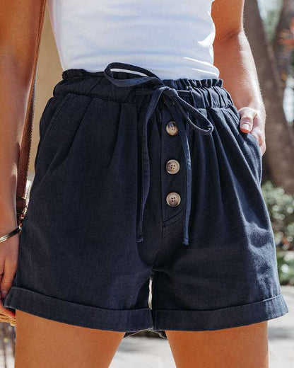 Ropa de verano para mujer, pantalones de pierna ancha de algodón, pantalones cortos informales con cordones elásticos de cintura alta