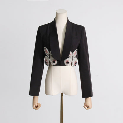 Blazer décoratif papillon, jupe taille haute, costume deux pièces, léger, de luxe, industrie lourde, automne