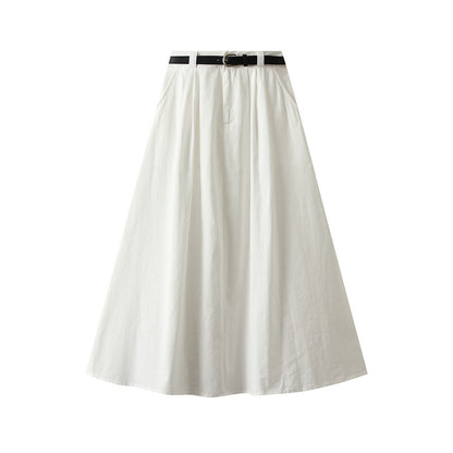 Cotton Pleated Skirt Women Skirt Washed Cotton Summer Slimming A Line Umbrella Skirt