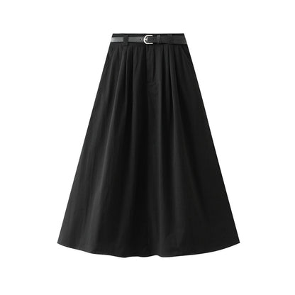 Cotton Pleated Skirt Women Skirt Washed Cotton Summer Slimming A Line Umbrella Skirt