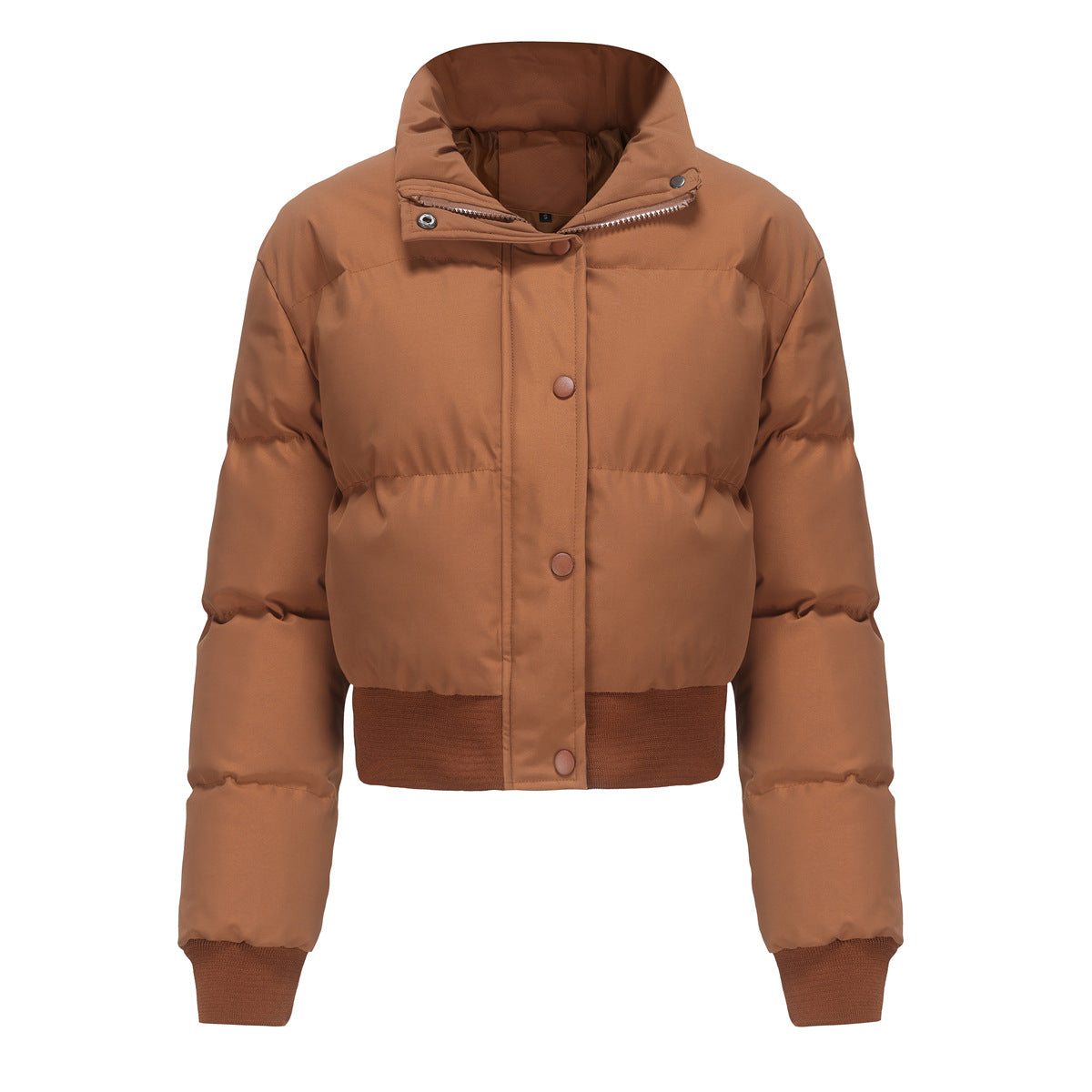 Automne Hiver Femmes Vêtements Courte Veste En Coton Femmes À Manches Longues Col Haut Manteau Chaud Lâche Décontracté Coton Rembourré Vêtements Manteau De Pain