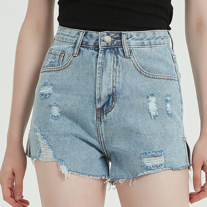 Short en jean déchiré d'été décontracté pour femme