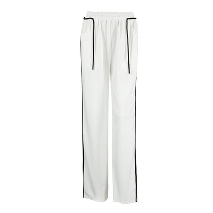 Pantalon décontracté à cordon de serrage pour femme, couleur contrastée, pantalon de survêtement rayé de haute qualité, couleur contrastée, assorti à tout