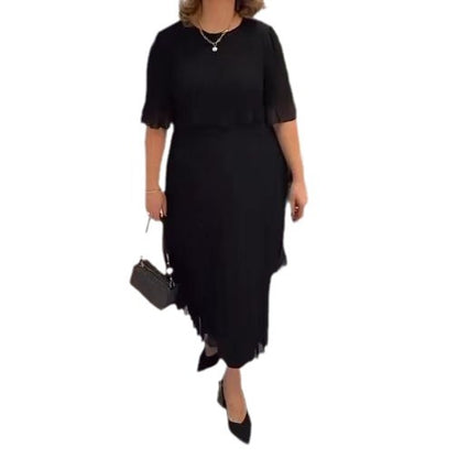 Robe de couleur unie pour femmes, vêtements européens et américains de grande taille