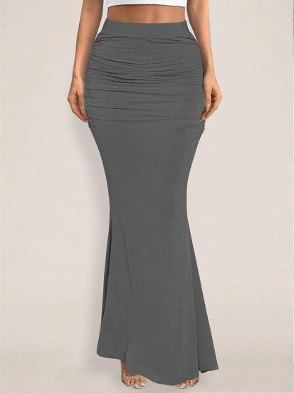 Jupe d'été Sexy Slim hanche plissée ourlet large Maxi