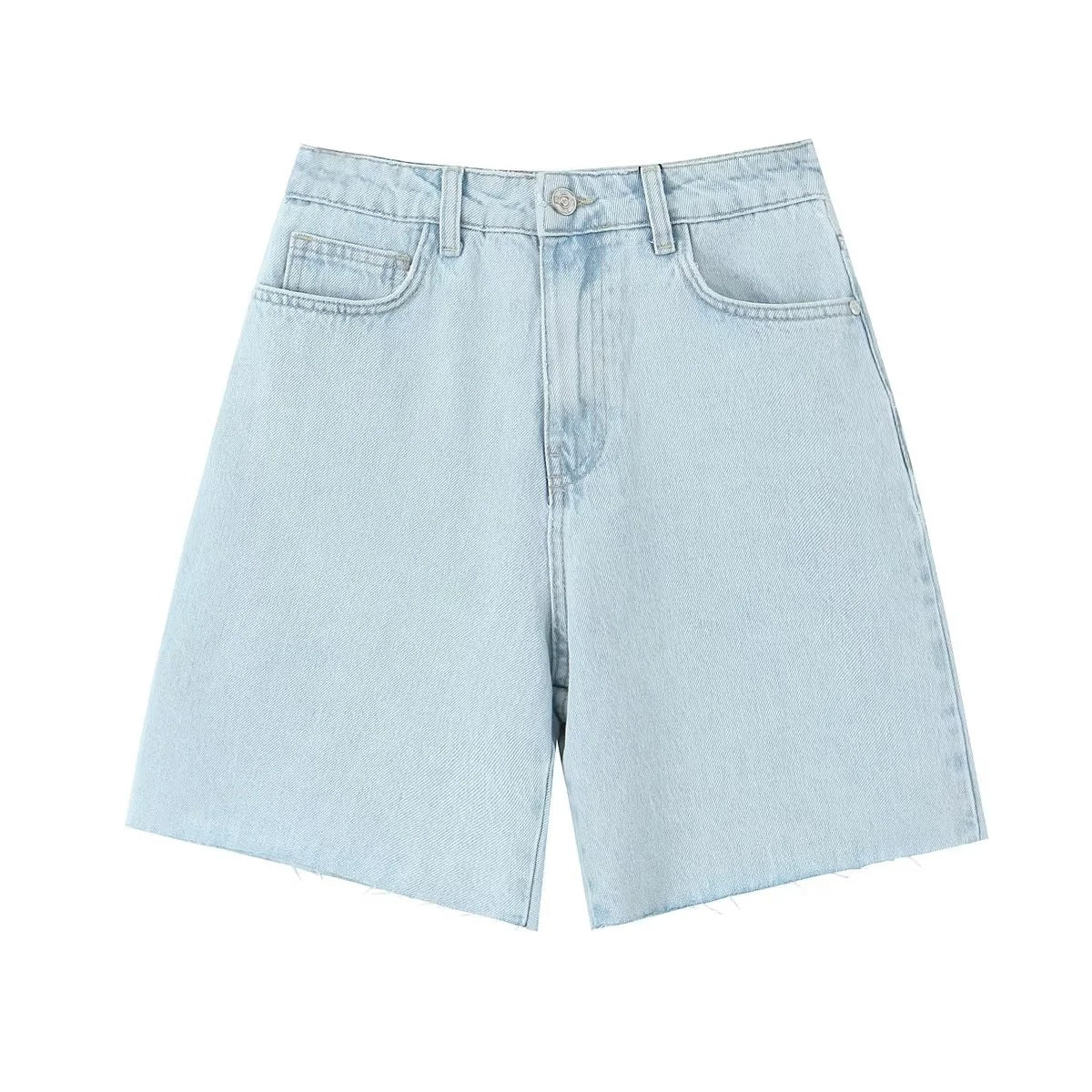 Summer High Waist Straight Long Denim Shorts Casual Denim Shorts Shorts