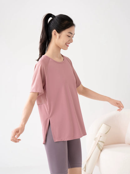 Wake up Plan-ropa de entrenamiento holgada para mujer, camiseta de secado rápido, ropa de abrigo deportiva de manga corta, chaqueta de Yoga, blusa de verano