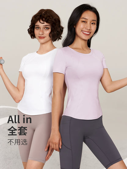 Women's Tight Quick-Drying Short-Sleeved T-shirt Top Yoga Clothes