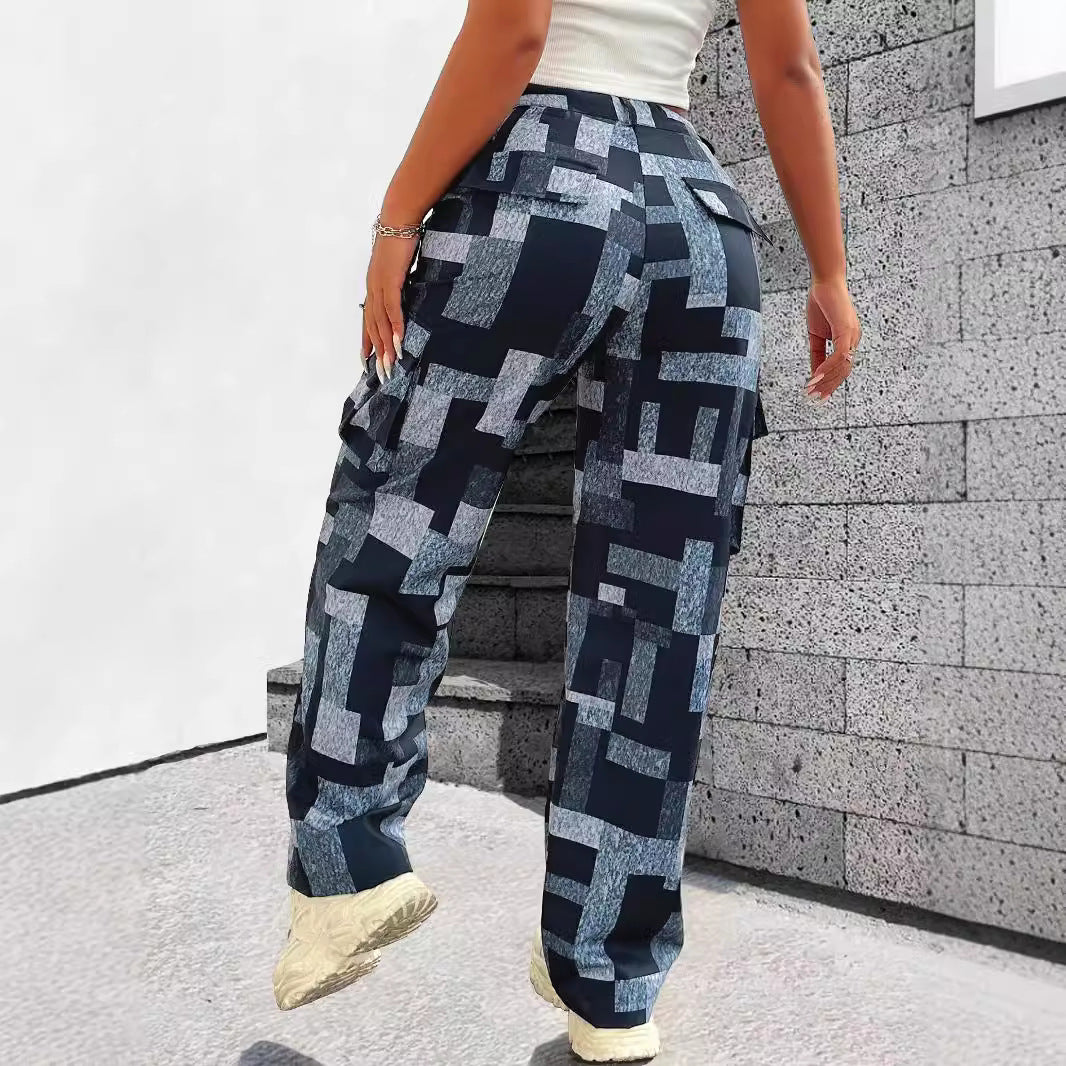 Casual Loose Plaid Trousers Casual Women Personality Street Overalls