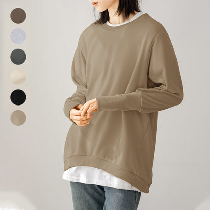 Autumn Winter Loose round Neck Cotton Sweater Women Terry Large Top