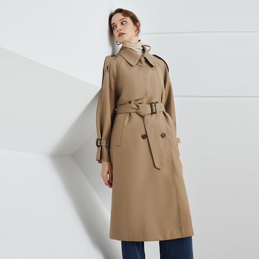 Trench-coat ample à double boutonnage pour femme, style britannique, automne-hiver