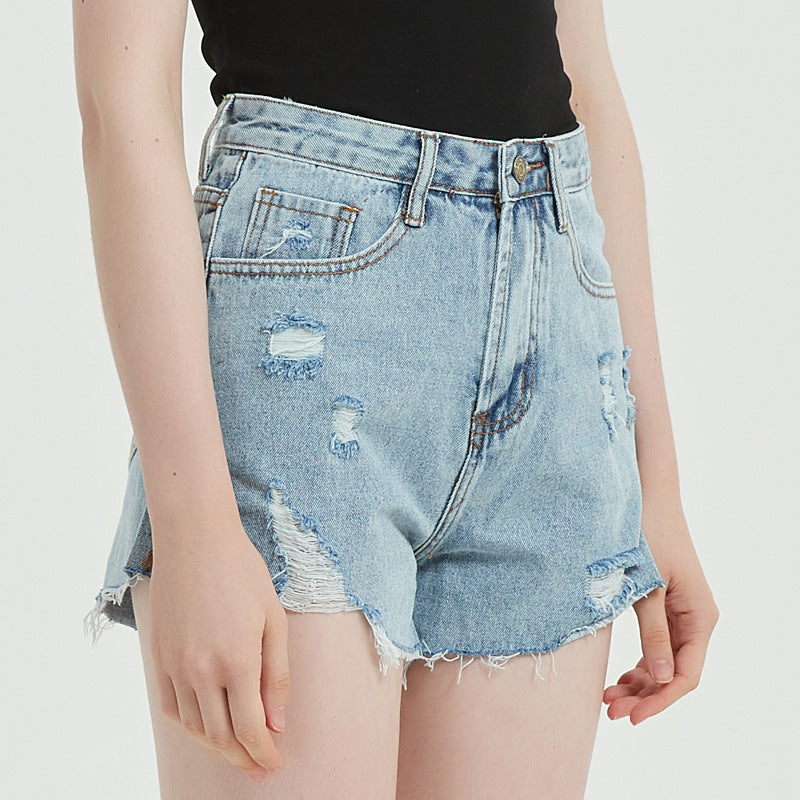 Short en jean déchiré d'été décontracté pour femme