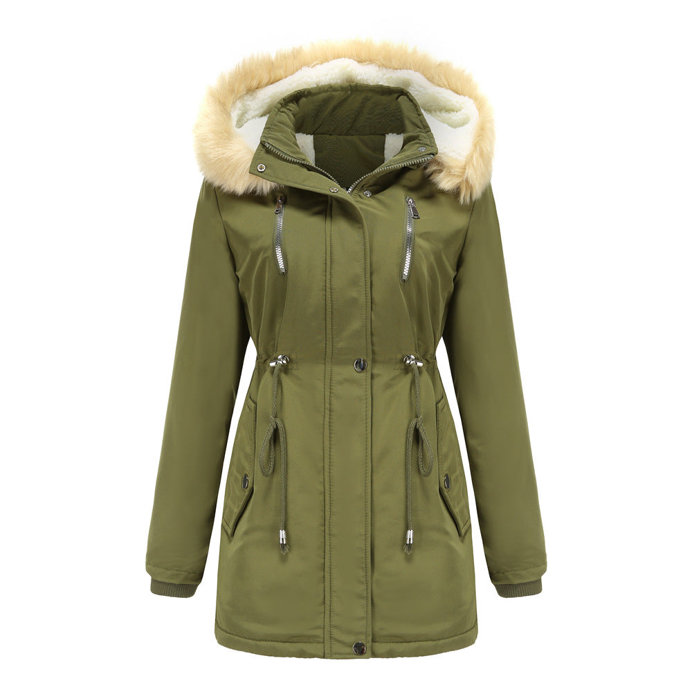 Automne Hiver Femmes Vêtements Épais Manteau En Coton Rembourré En Peau D'agneau Femmes Lâche Femmes Vêtements En Coton Chapeau Amovible Manteau Rembourré En Polaire