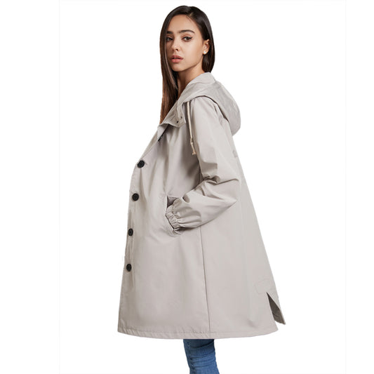 Anorak imperméable pour femme, manteau long et décontracté, ample, grande taille, pour l'extérieur, automne et hiver