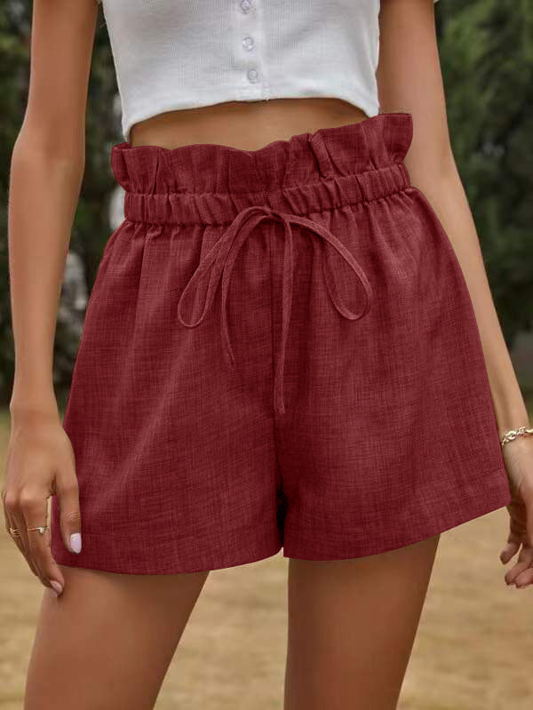 Casual Comfortable Shorts for Women Summer High Waist Lace-up Loose Wide Leg Pants Women