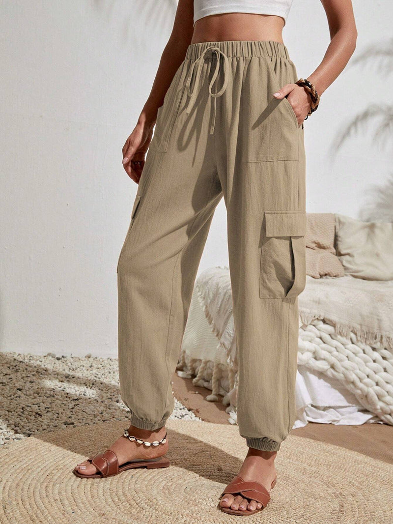 Cargo Women Clothing Spring Summer Solid Color Pocket Casual Cargo Women Pants