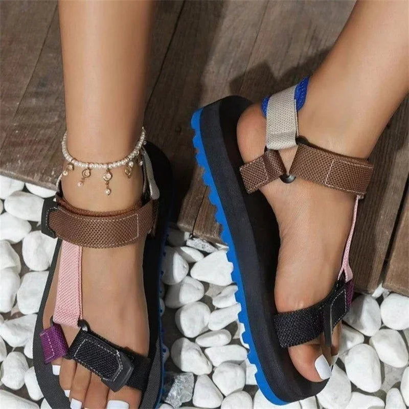 Zapatos planos de verano 2023 para mujer, conjunto de cuerdas de cáñamo, sandalias de playa para pies, zapatillas informales combinables para exteriores, sandalias de mujer de talla grande