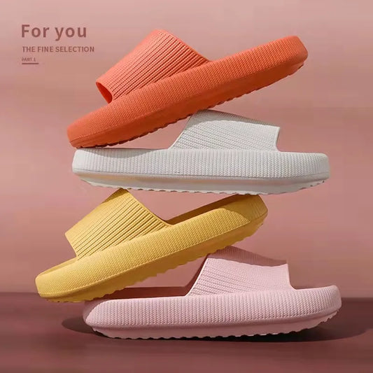 Cloud Cushion Slides Fashion Women Summer Soft Slippers Thick Platform Bathroom Home Men Indoor Non-slip Anti-slip Female