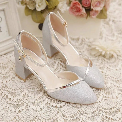 Chaussures à talons hauts noires pour femmes, chaussures de mariage argentées de haute qualité, escarpins de fête dorés, mode printemps et été