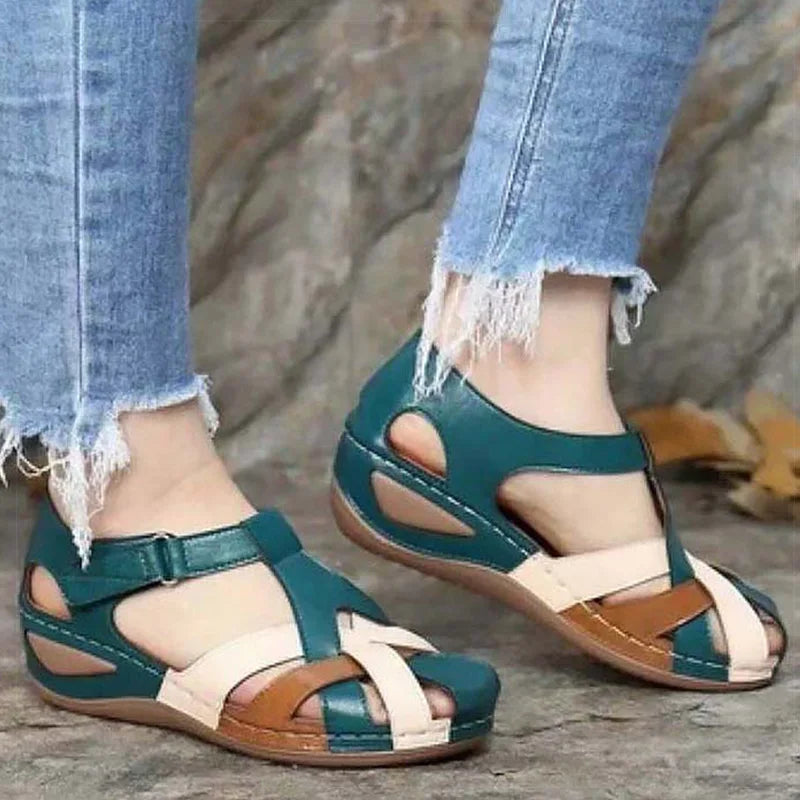 Women Sandals Soft Boottom Low Heels Summer Shoes For Women Mix Color Heeled Sandals Summer Women's Shoes Heel Footwear Female