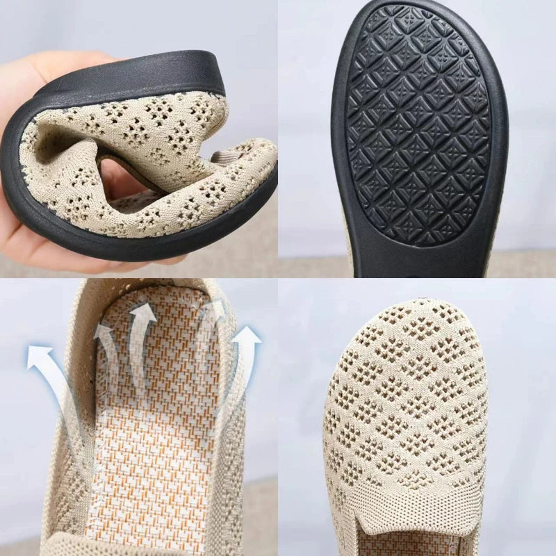 Zapatos planos de verano Para Mujer, Zapatos de superficie de malla Para Mujer, Zapatos vulcanizados de fondo suave Para Mujer, Zapatos transpirables sin cordones Para Mujeres