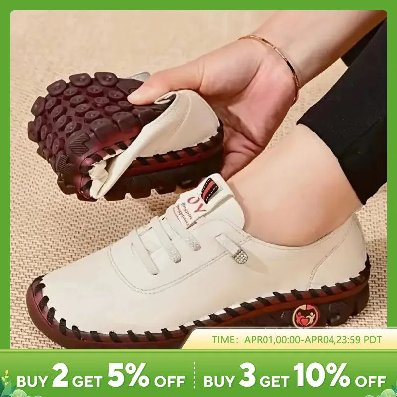 Women Vulcanized Shoes Pu Leather Casual Shoes Soft Comfortable Flat Shoes