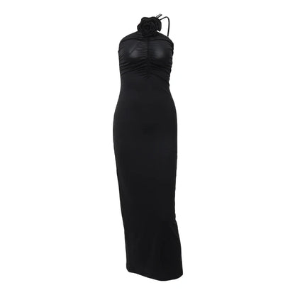 Xeemilo-vestido negro elegante sin mangas, ajustado, estético, con tirantes oblicuos, Espalda descubierta, vestidos de graduación, vestido ajustado francés Retro para fiesta de noche