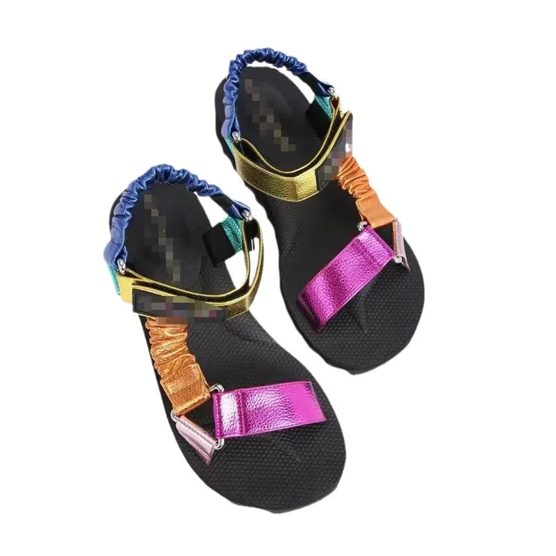 Zapatos planos de verano 2023 para mujer, conjunto de cuerdas de cáñamo, sandalias de playa para pies, zapatillas informales combinables para exteriores, sandalias de mujer de talla grande