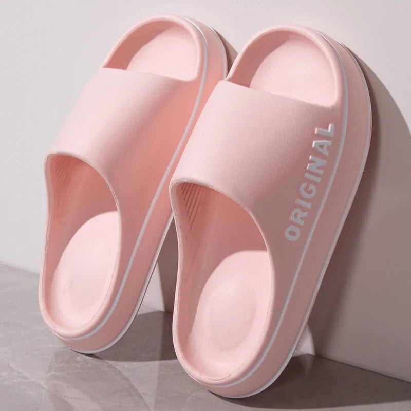 Women Thick Sole Summer Beach Slides Bathroom Anti Slip Slipper Soft Sandals Fashion Ultra Light Letter Shoe