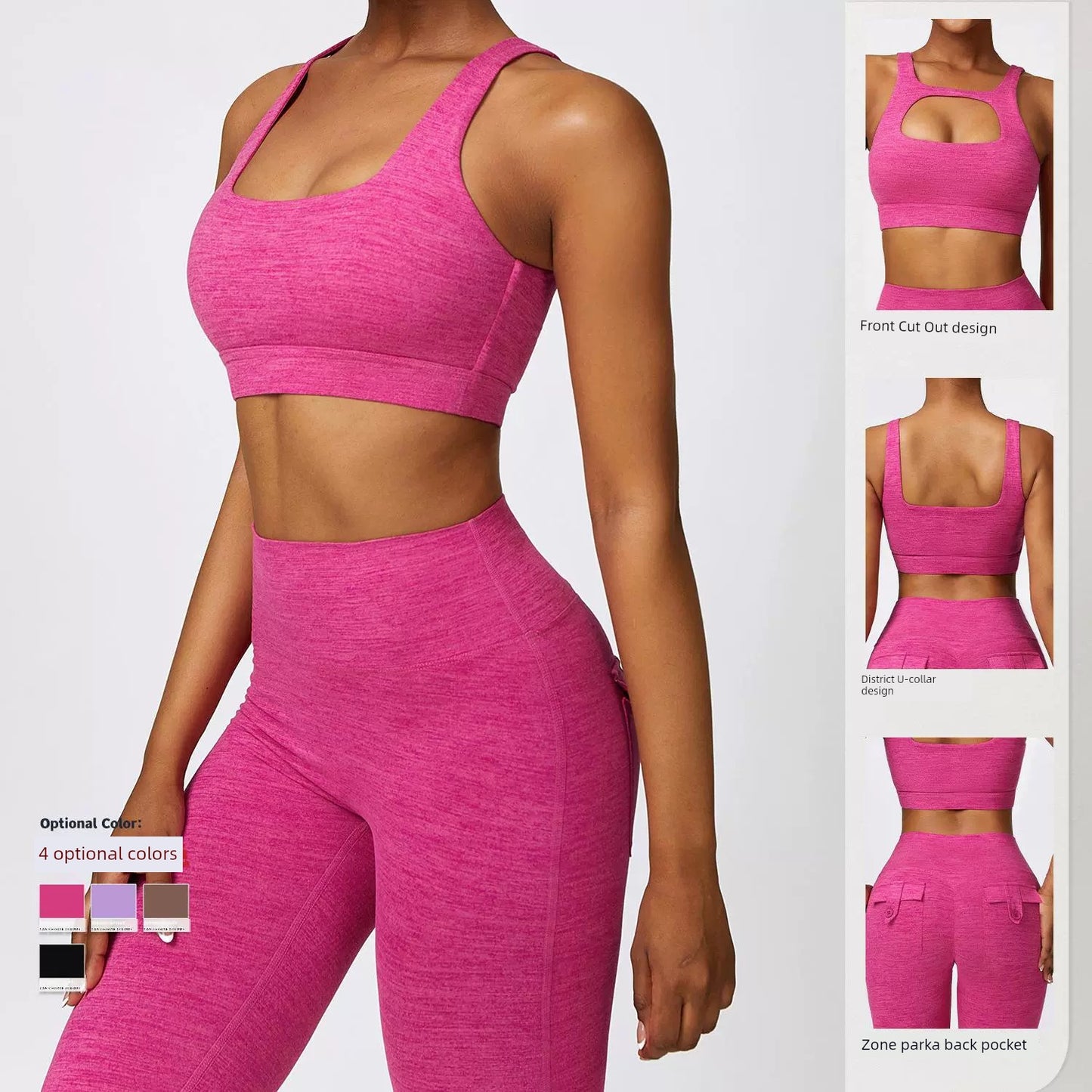 Mode Ponçage Cationique Respirant À Séchage Rapide Costume De Yoga Pour Femmes Mince À La Recherche De Beauté Dos Fitness Sport Body-Hugging Costume Deux Pièces