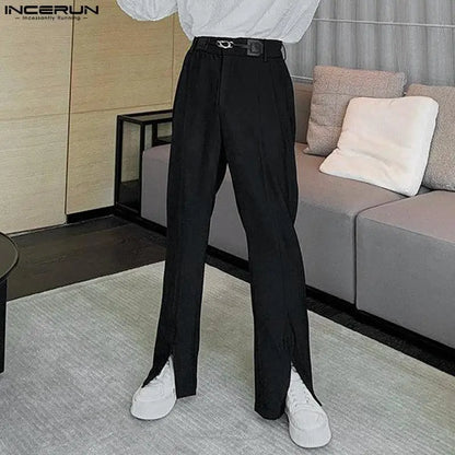 2023 Men Pants Solid Color Button Joggers Loose Fashion Straight Trousers Men Streetwear Korean Style Long Pants S-5XL INCERUN