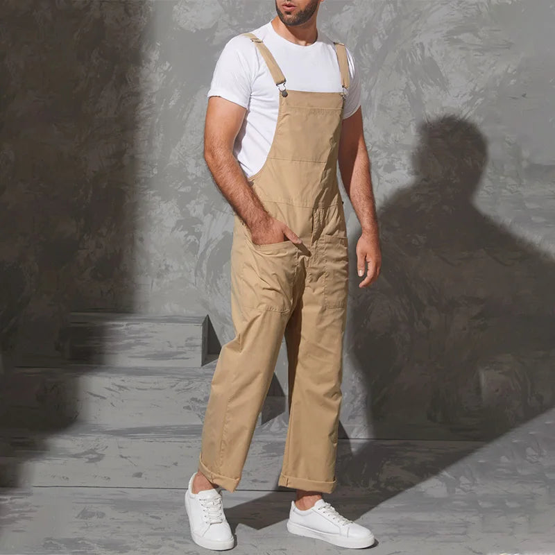 Mode hommes bavoir pantalon solide combinaisons fermeture éclair Streetwear 2023 Joggers Multi poches bretelles décontractées Cargo salopette hommes INCERUN